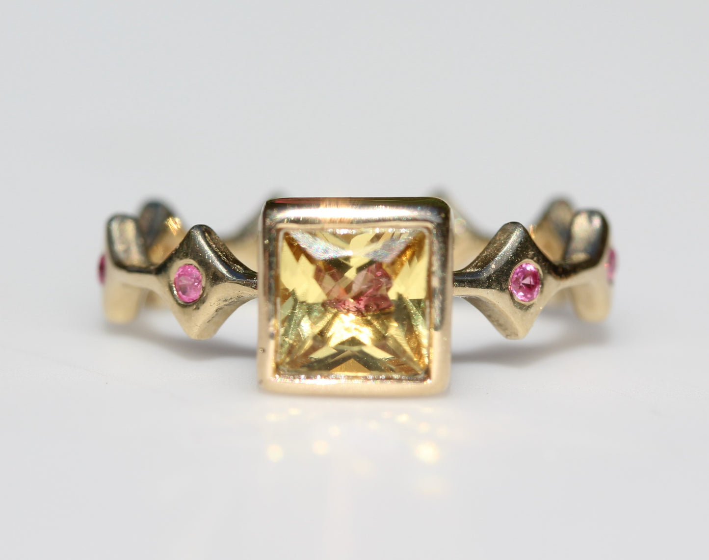 Made to Order - Yellow Citrine & Sapphire Three Stacking Ring Set 14k Gold