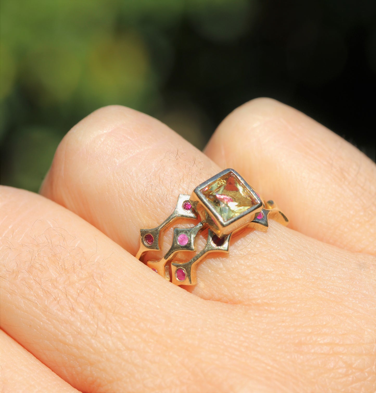 Made to Order - Yellow Citrine & Sapphire Three Stacking Ring Set 14k Gold