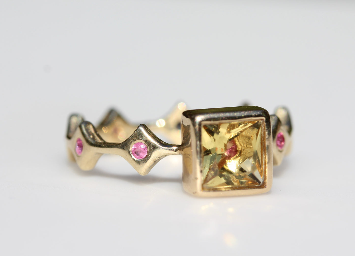 Made to Order - Yellow Citrine & Sapphire Three Stacking Ring Set 14k Gold