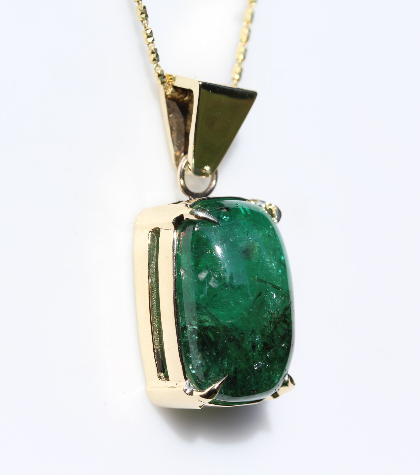 Emerald Pendant 14k Yellow Gold Necklace  #262