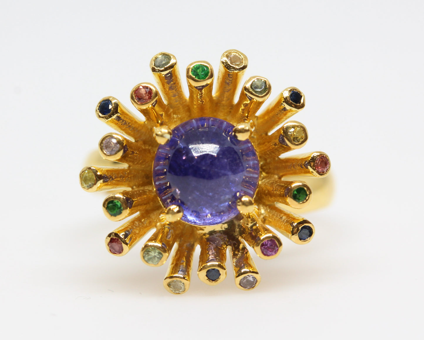 Tanzanite 24k Gold Plated Ring - Purple Gemstone - Adjustable Size #273