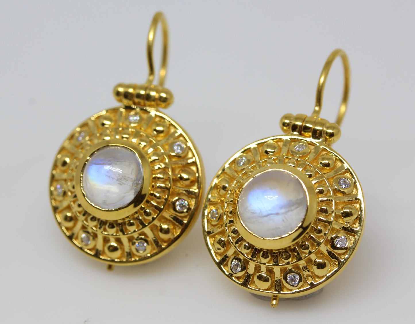 Moonstone Dangle Earrings 24k Gold Plated Color gemstone Accents #276