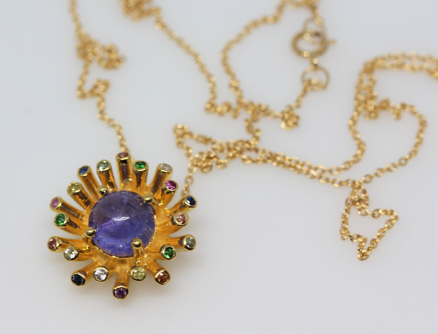 Starburst Tanzanite Pendant- 24k Gold Plated - Gemstone Necklace #287