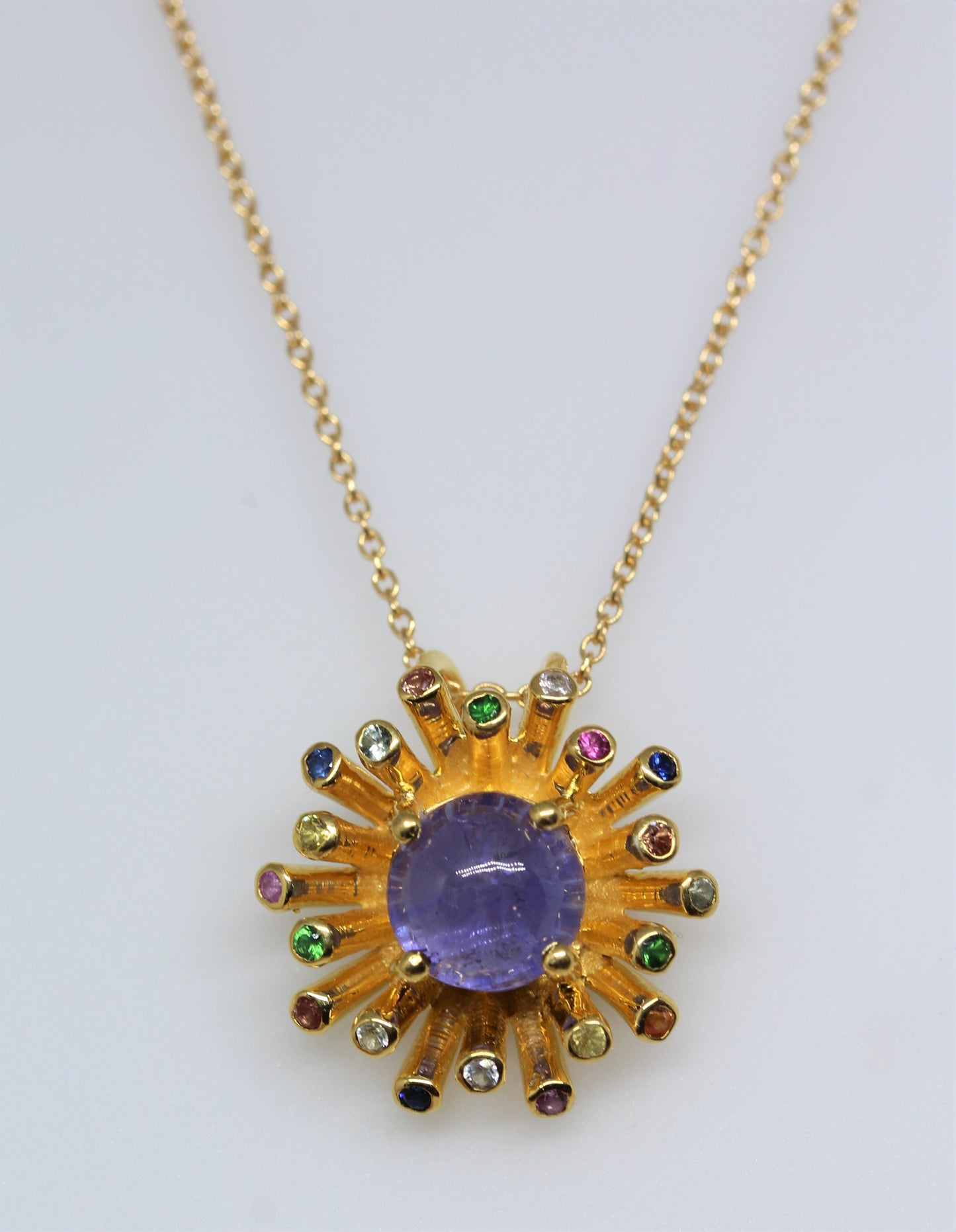 Starburst Tanzanite Pendant- 24k Gold Plated - Gemstone Necklace #287