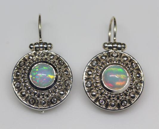 Natural Opal Dangle Earrings Sterling Silver #289