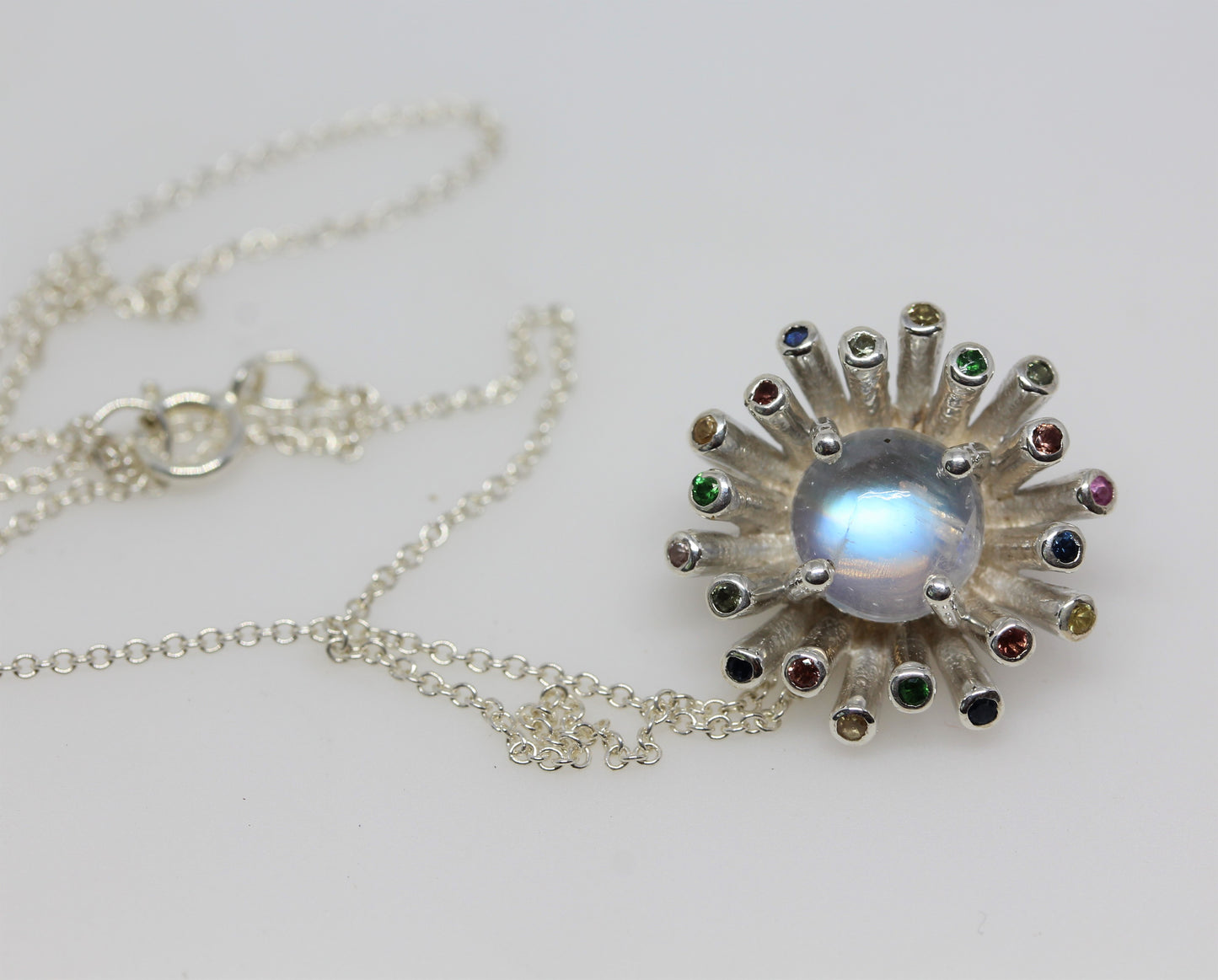 Moonstone Starburst Pendant - Sterling Silver - #303