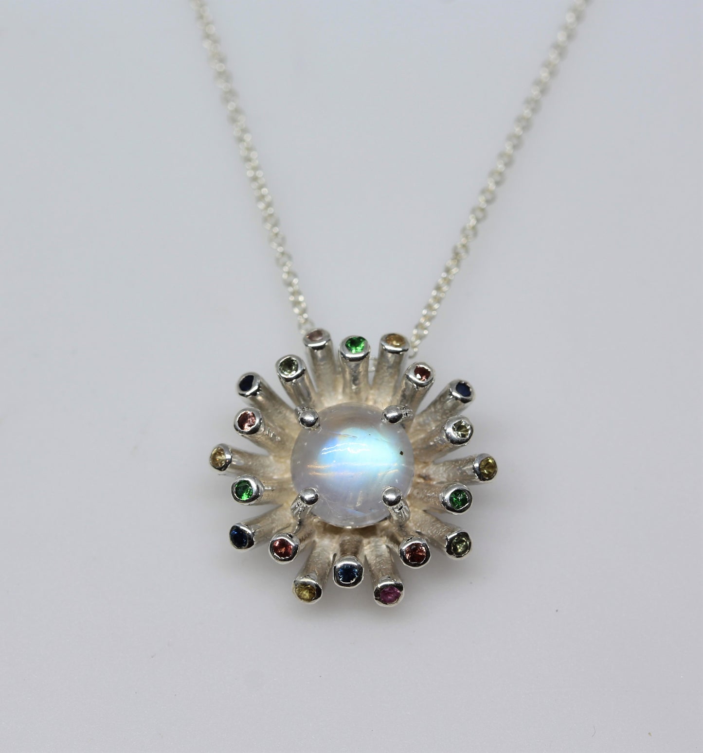 Moonstone Starburst Pendant - Sterling Silver - #303