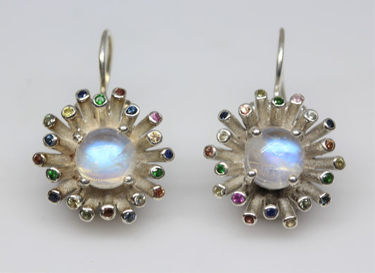 Moonstone Dangle Earrings - Sterling Silver   #304