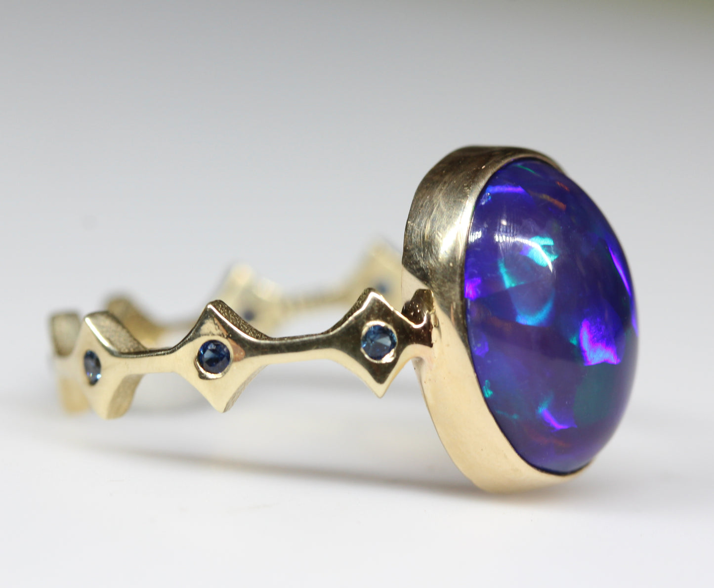 Black Opal 14k Gold Ring - Handmade Jewelry #319