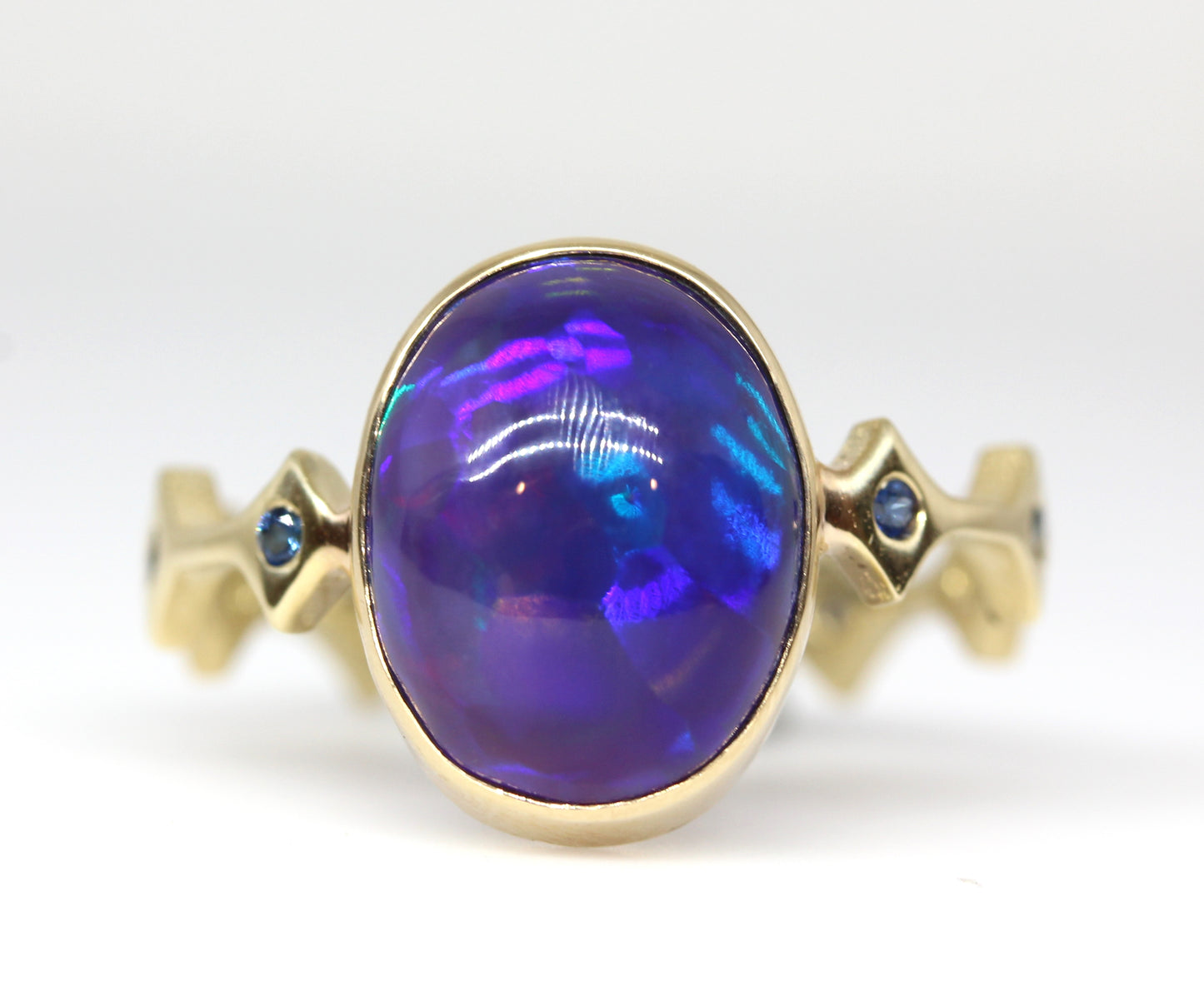Black Opal 14k Gold Ring - Handmade Jewelry #319