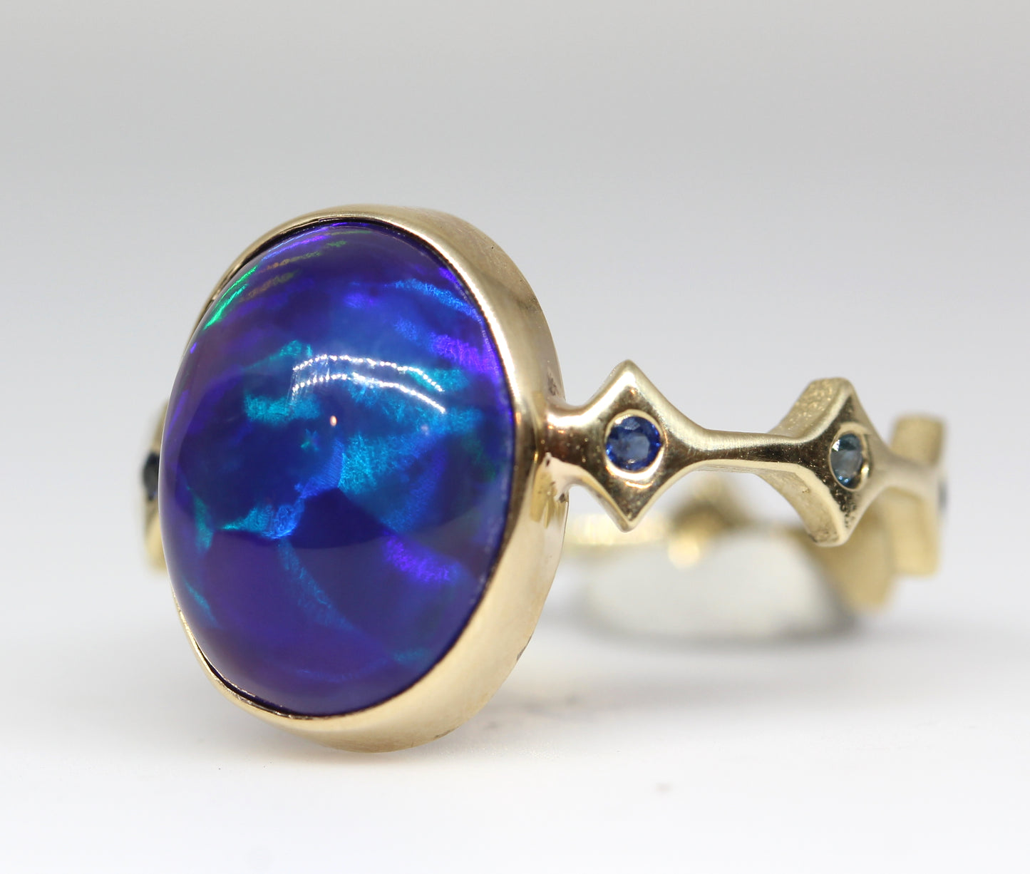 Black Opal 14k Gold Ring - Handmade Jewelry #319