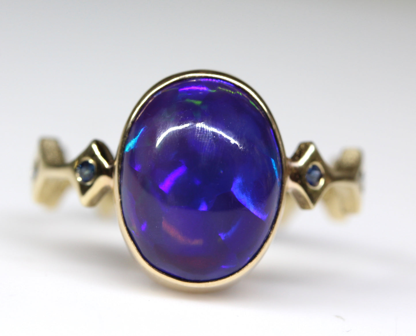 Black Opal 14k Gold Ring - Handmade Jewelry #319
