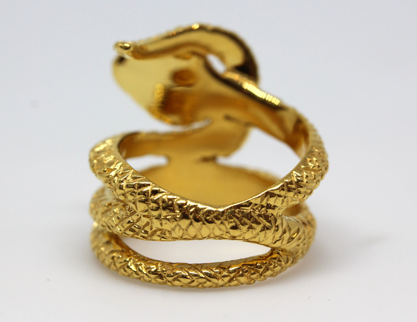 Snake Ring with Emerald Eyes 24k Yellow Gold Vermeil #327