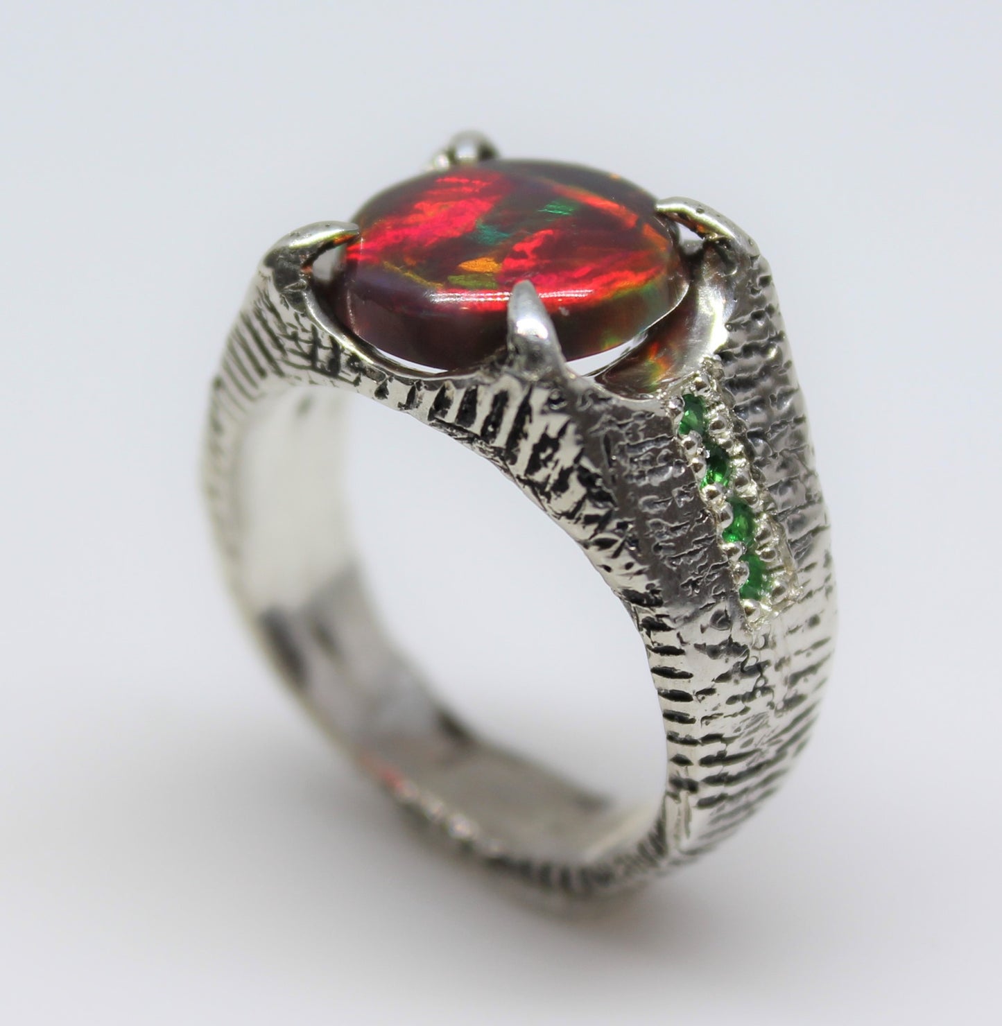 Black Opal Sterling Silver Ring