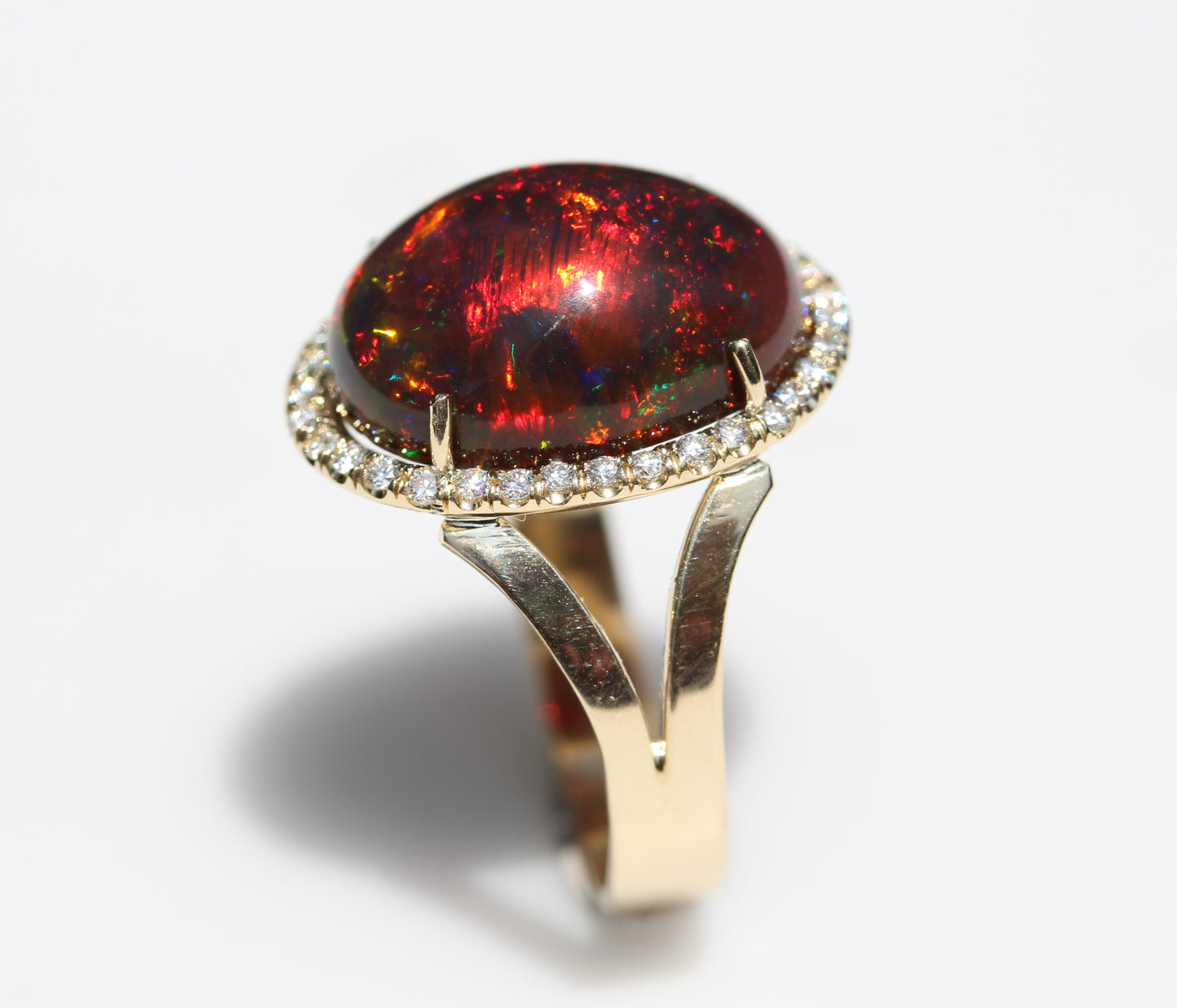 Black Opal Ring 14k Gold #316