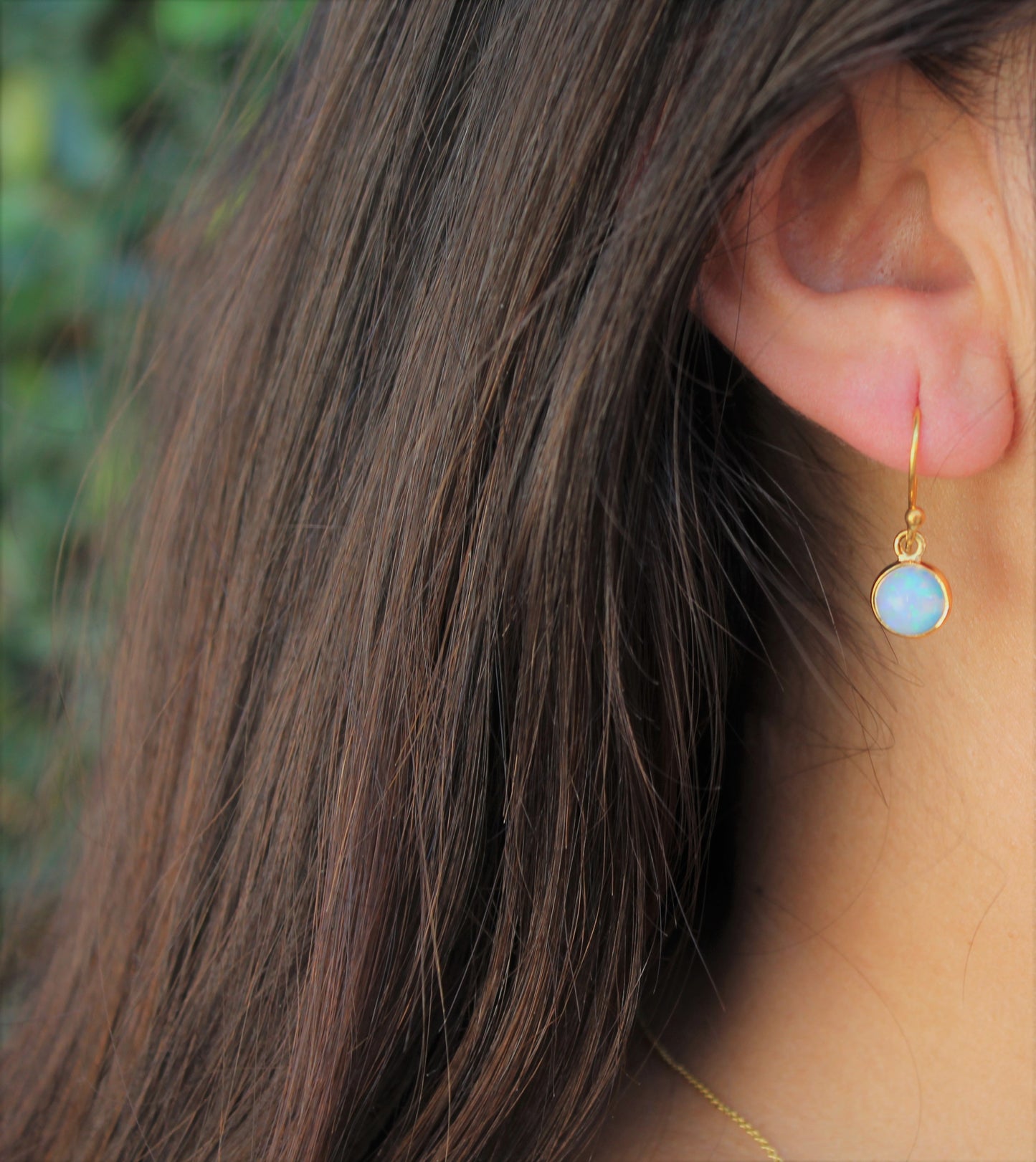 Opal Round Dangle Earrings- 24k Gold Plated - Joy#198