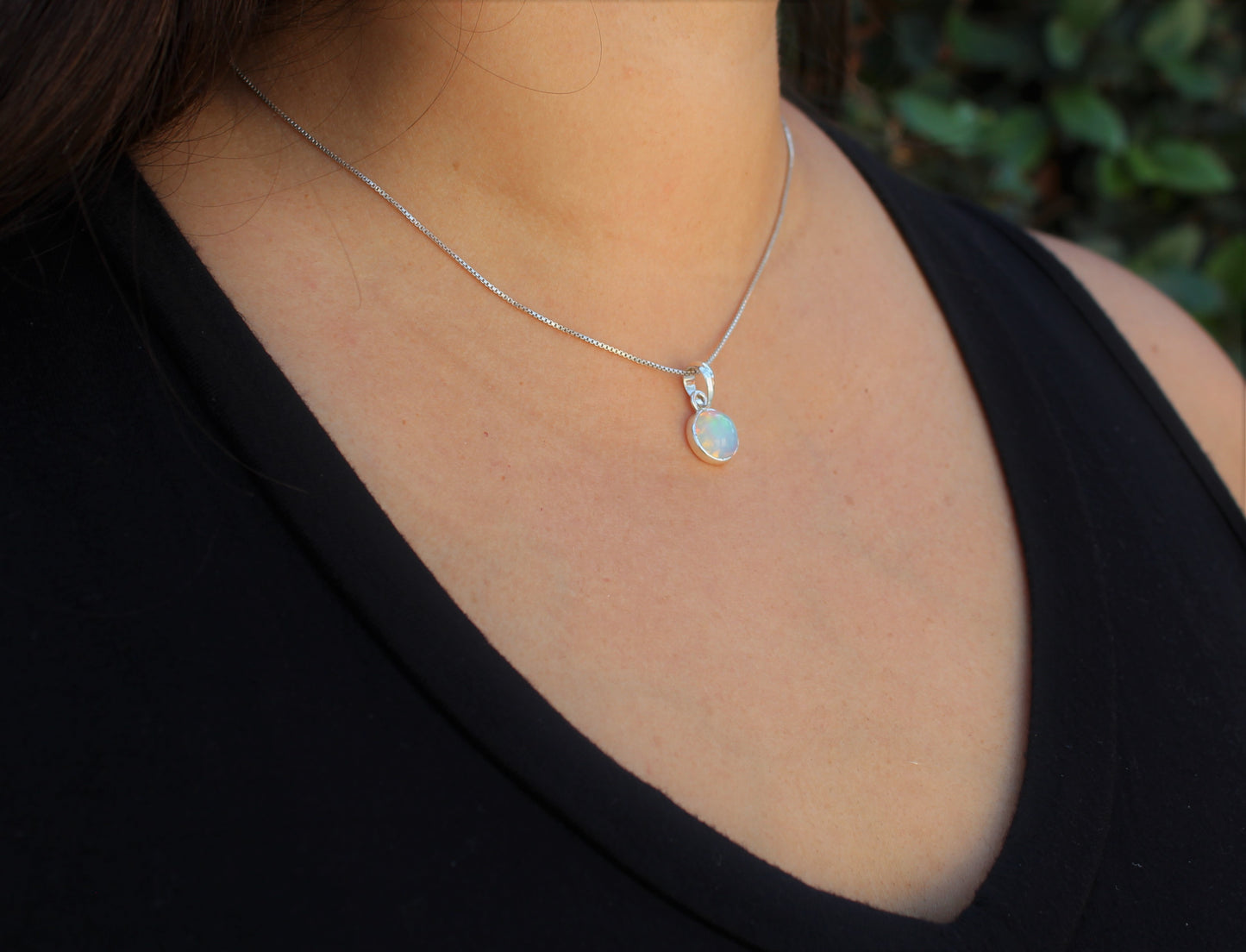 Colorful Opal Pendant- Sterling Silver - Joy#207
