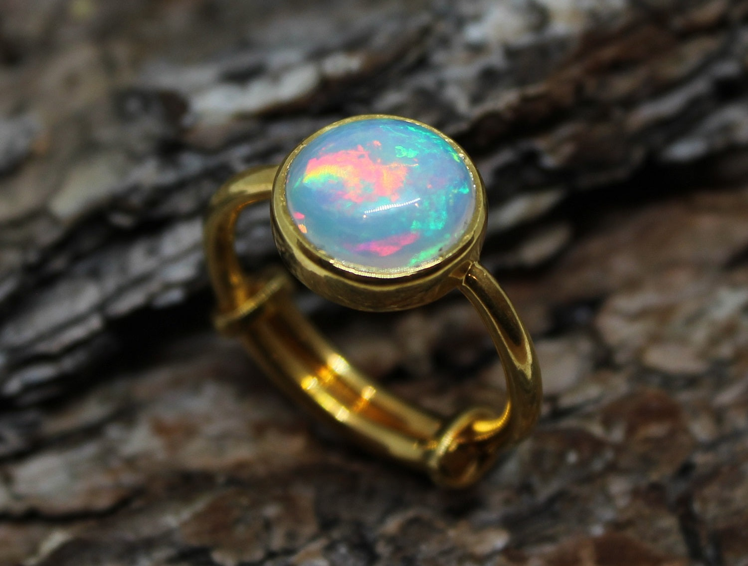 Opal Ring 24k Gold Plated Adjustable Size – Gabriel Mosesson