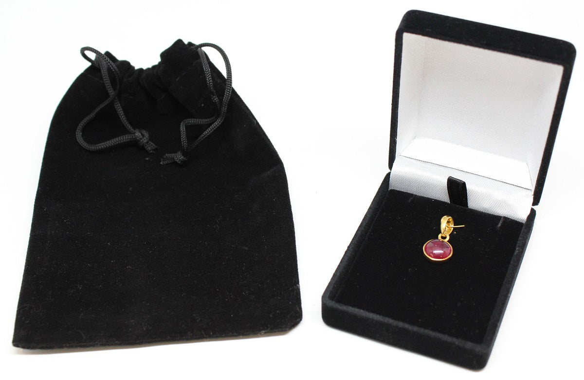 Round Ruby 10mm Pendant- 24k Gold Plated - Joy#193