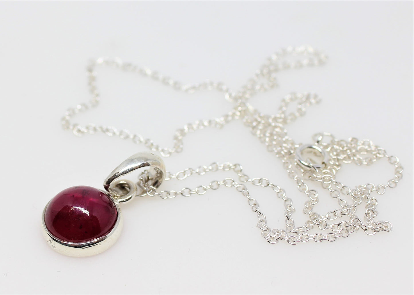 Red Ruby 10mm Pendant- Sterling Silver - Joy#202