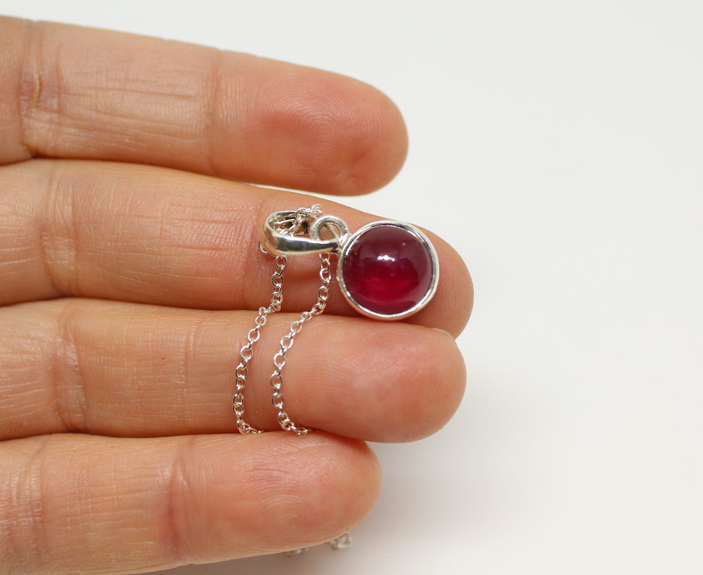 Red Ruby 10mm Pendant- Sterling Silver - Joy#202