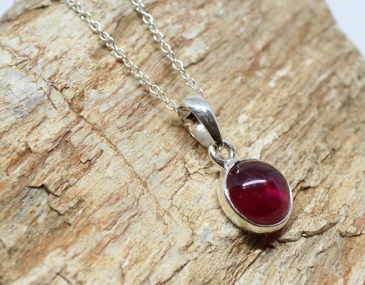 Red Ruby 10mm Pendant- Sterling Silver - Joy#202