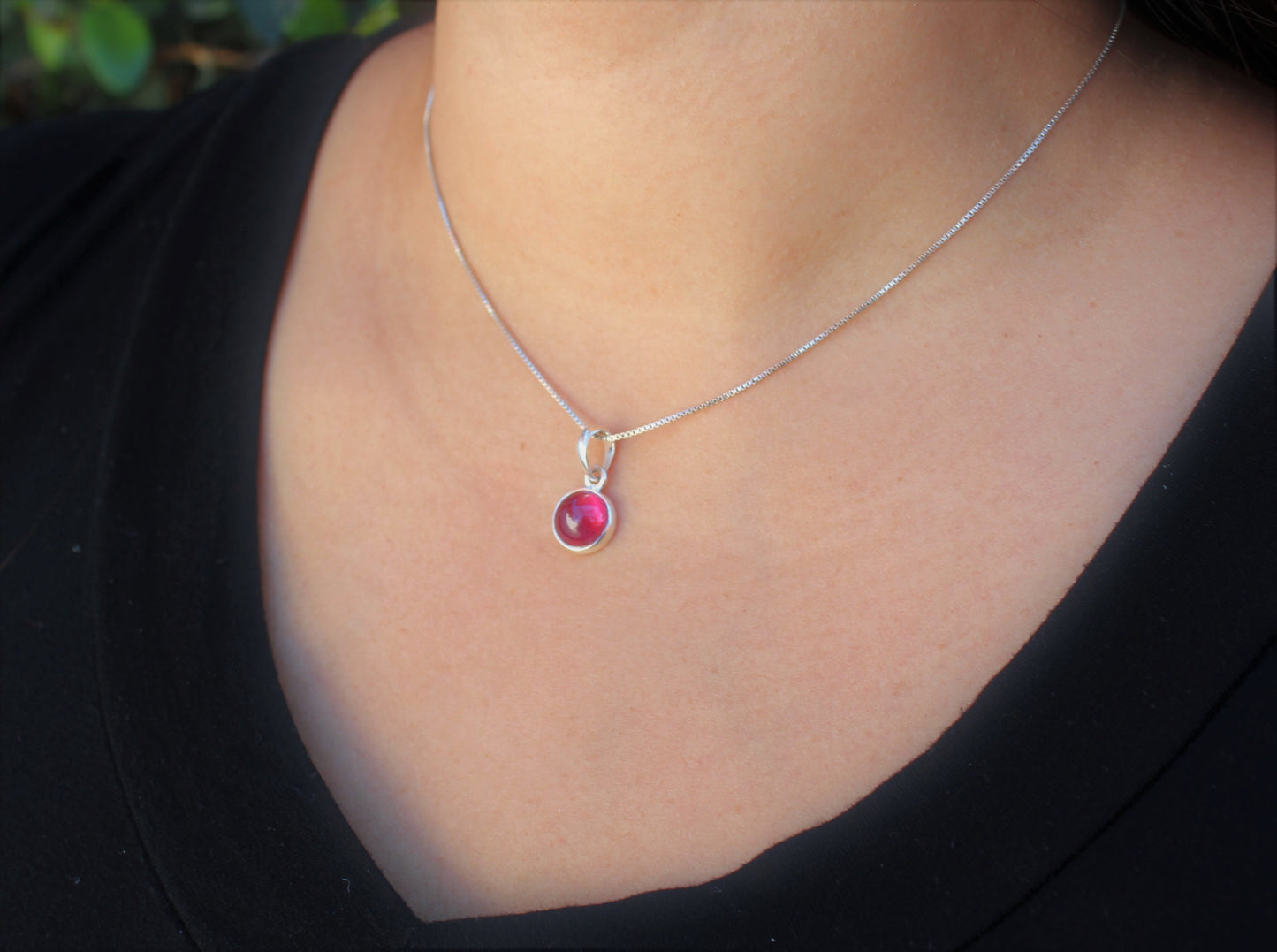 Red Ruby 10mm Pendant- Sterling Silver - Joy#202