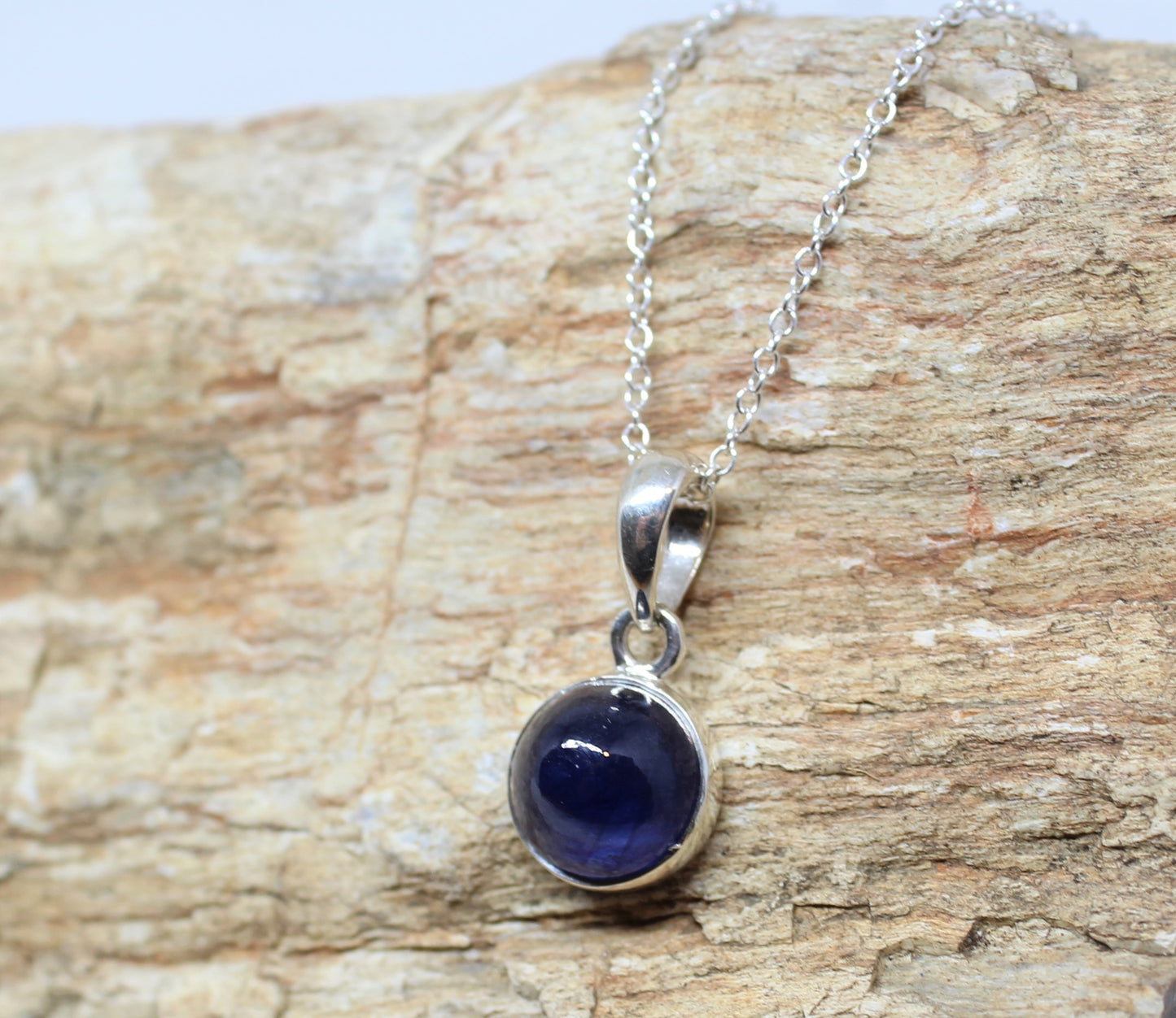 Blue Sapphire Pendant- Sterling Silver - Joy#206