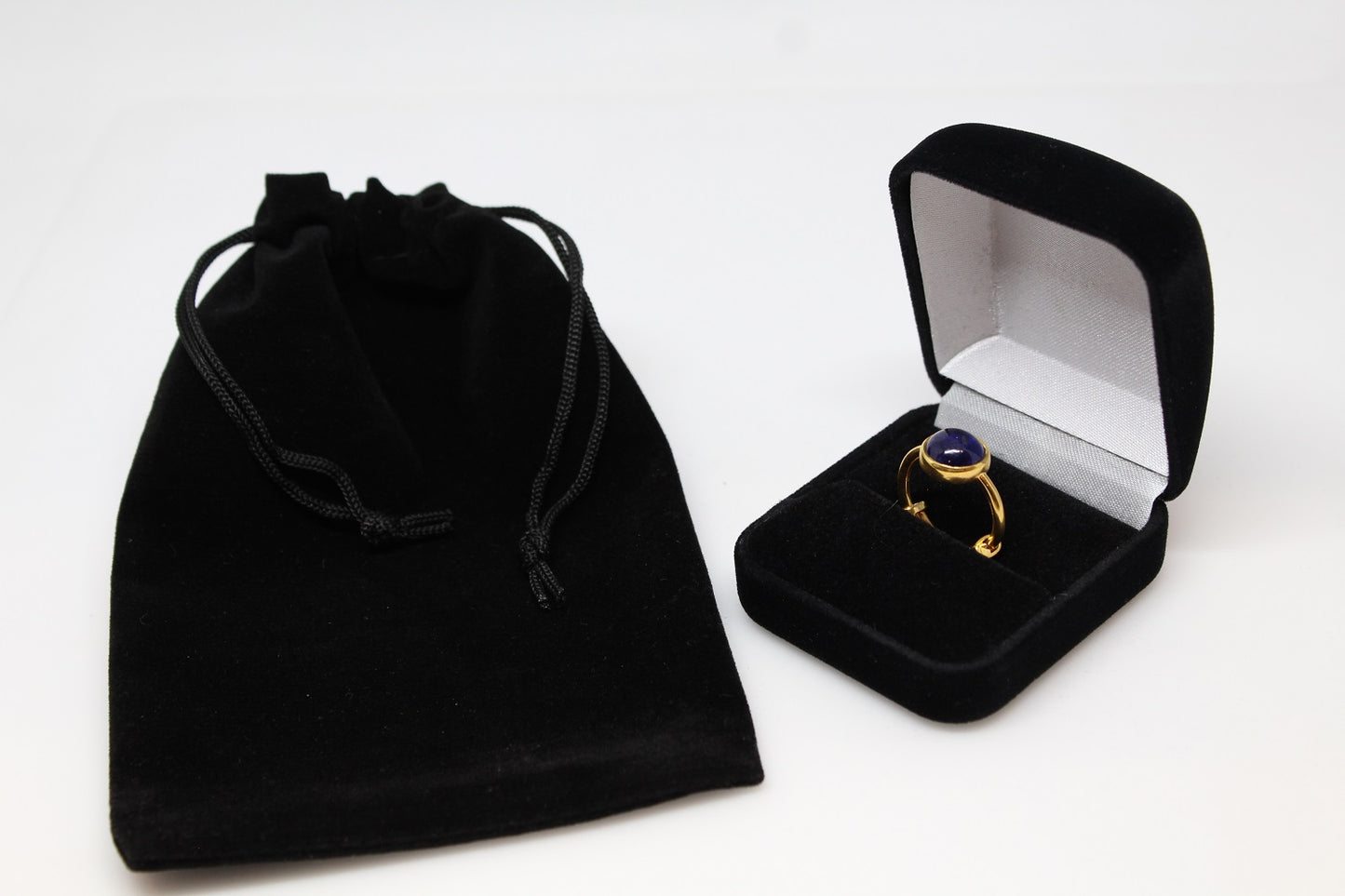 Blue Sapphire Ring - 24k Gold Plated - Adjustable Size  - Joy#186