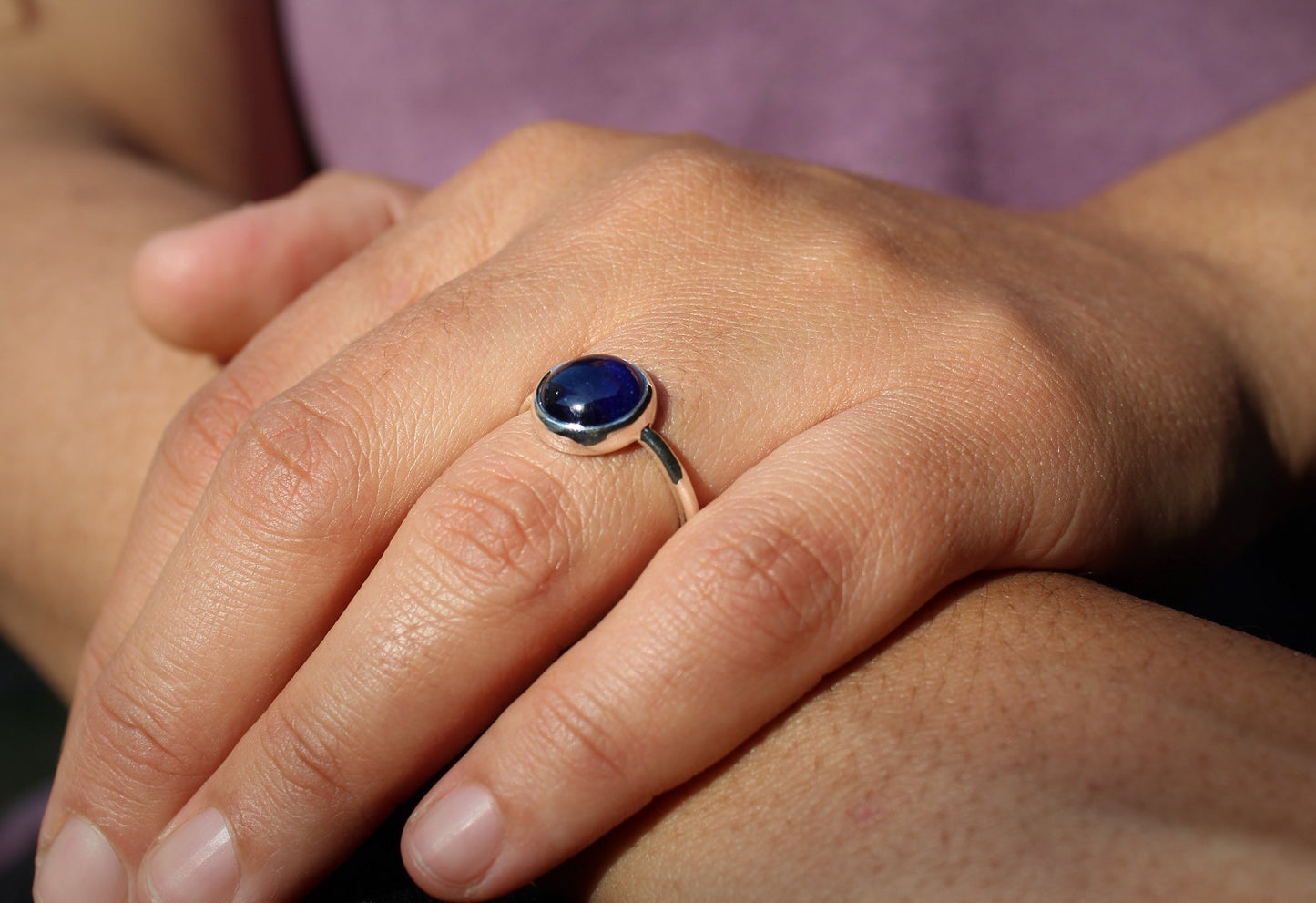 Blue Sapphire Ring - Sterling Silver - Adjustable Size - Joy#187
