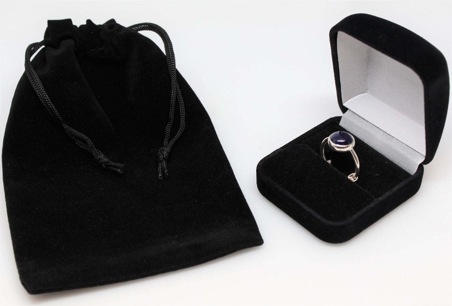 Blue Sapphire Ring - Sterling Silver - Adjustable Size  - Joy#187