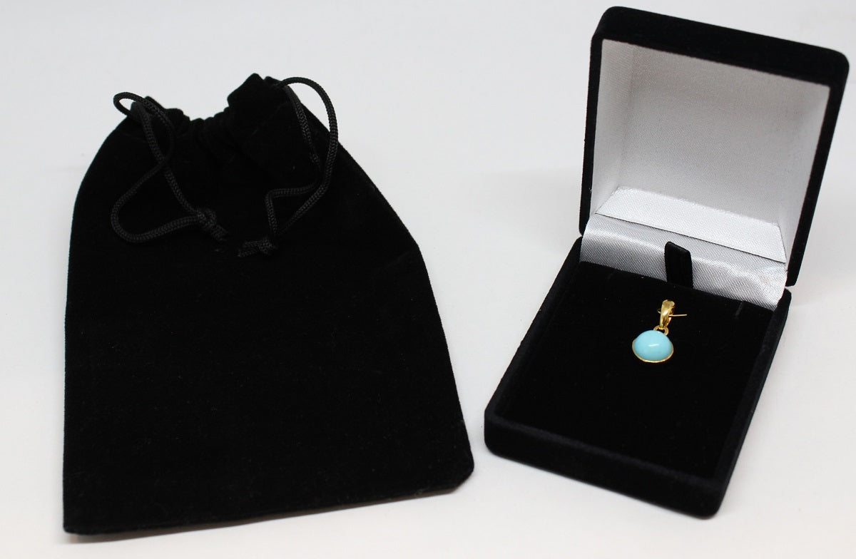 Round Turquoise 10mm Pendant- 24k Gold Plated - Joy#191