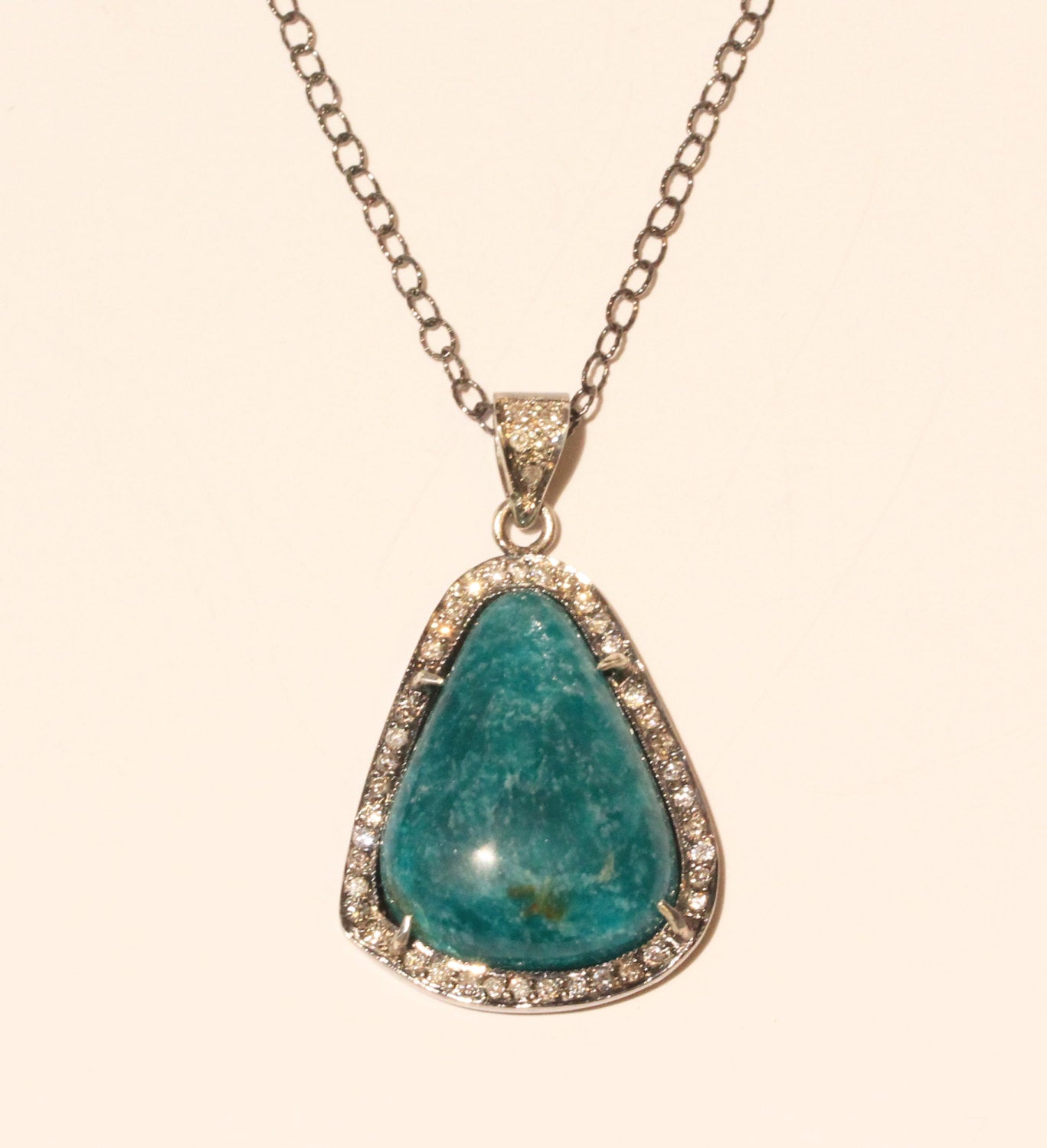 Amazonite Diamond Pendant Necklace