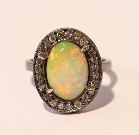 Opal Diamond Ring