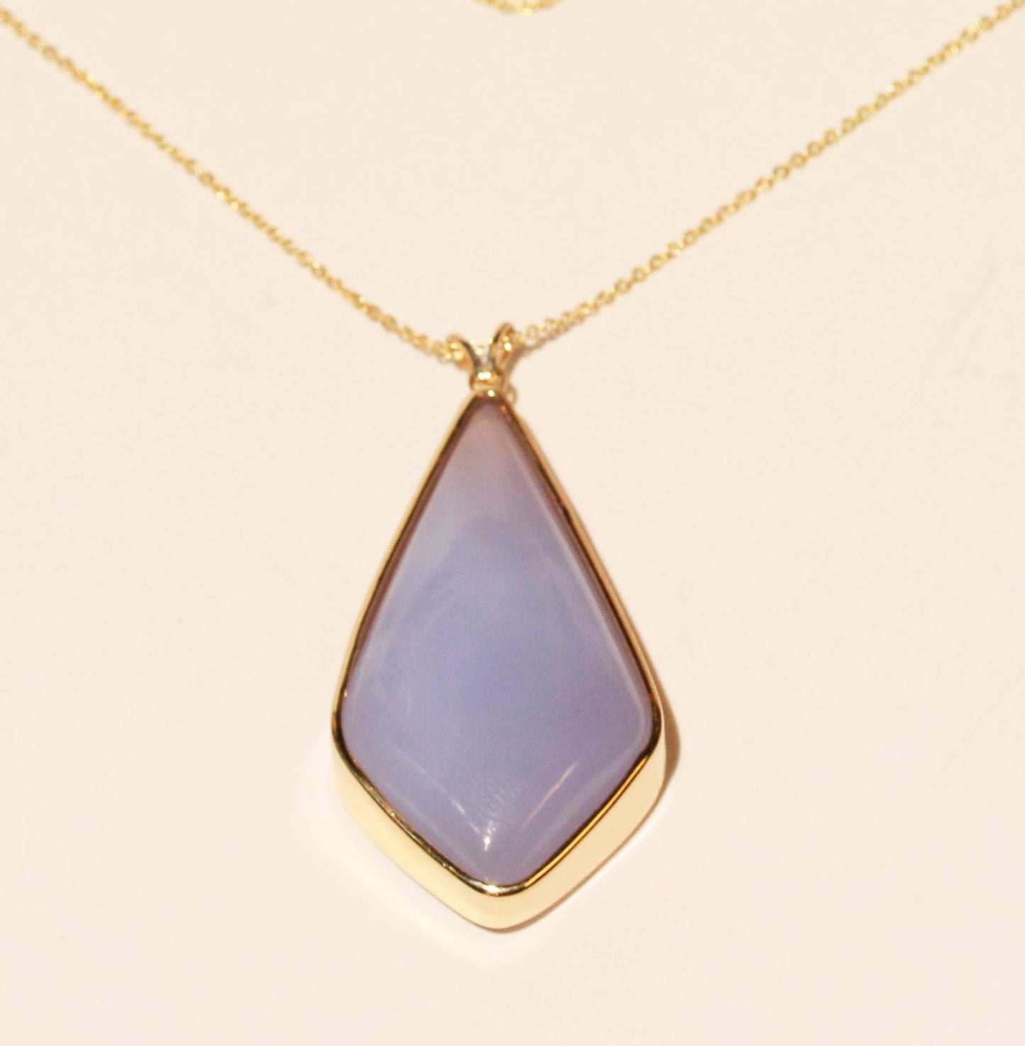 Blue Chalcedony Gold Pendant
