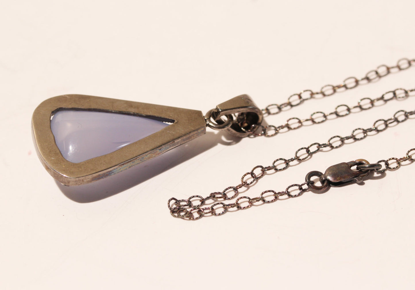 Chalcedony & Diamond - Rhodium Plated Sterling Silver #1424