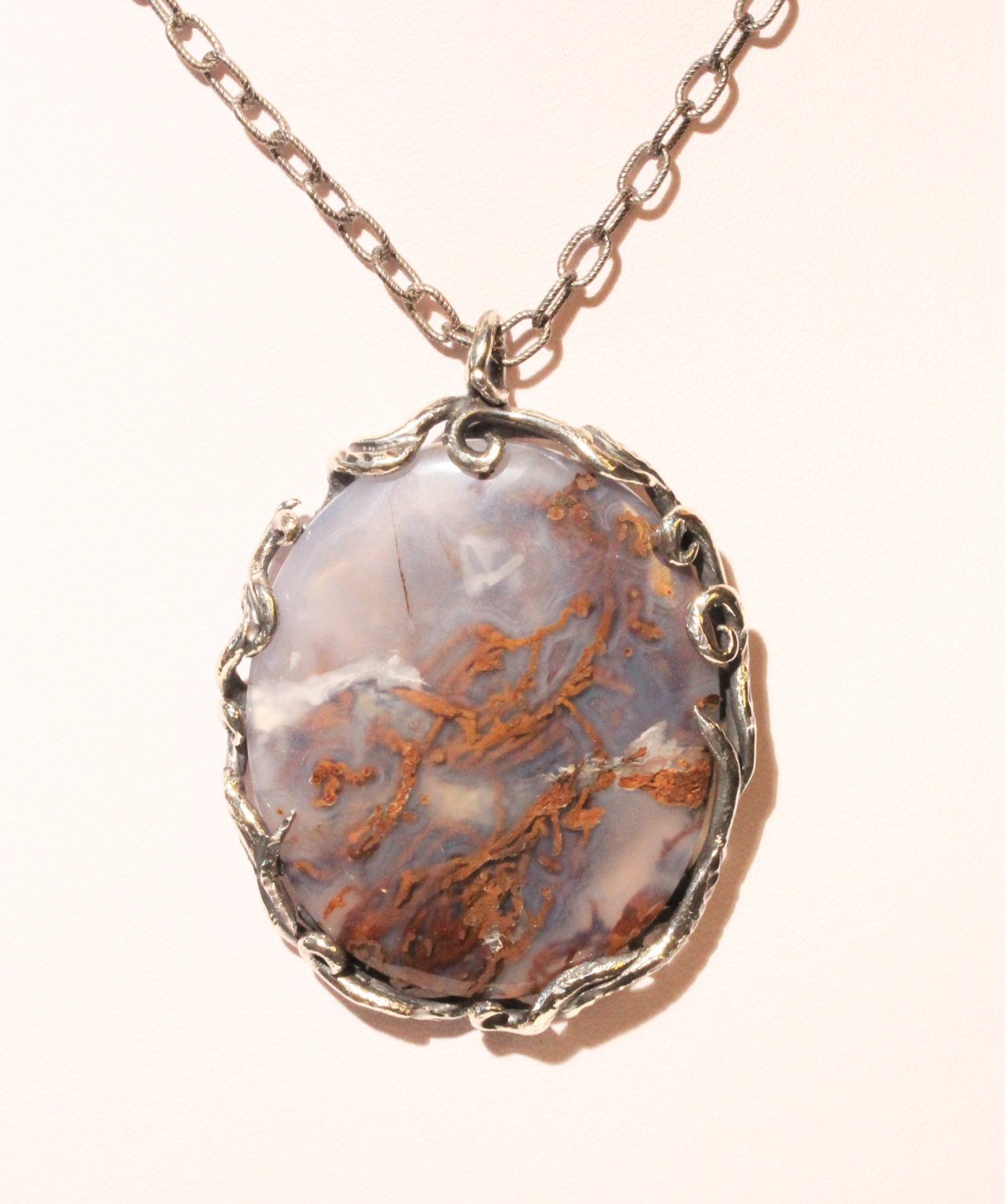 Blue Chalcedony Silver Pendant