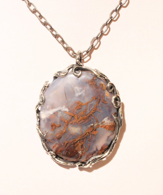 Blue Chalcedony Silver Pendant
