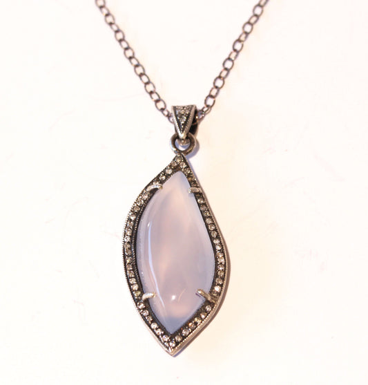 Blue Chalcedony Diamond Pendant