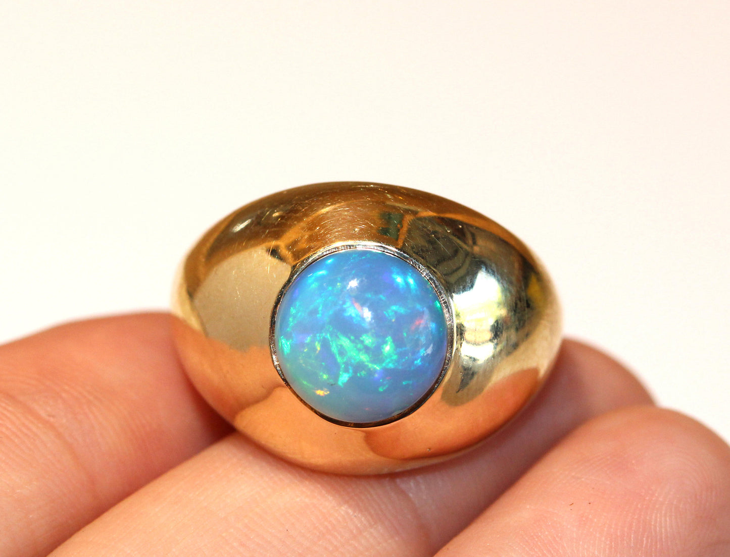 Blue Opal Ring 14 Karat Gold #1477