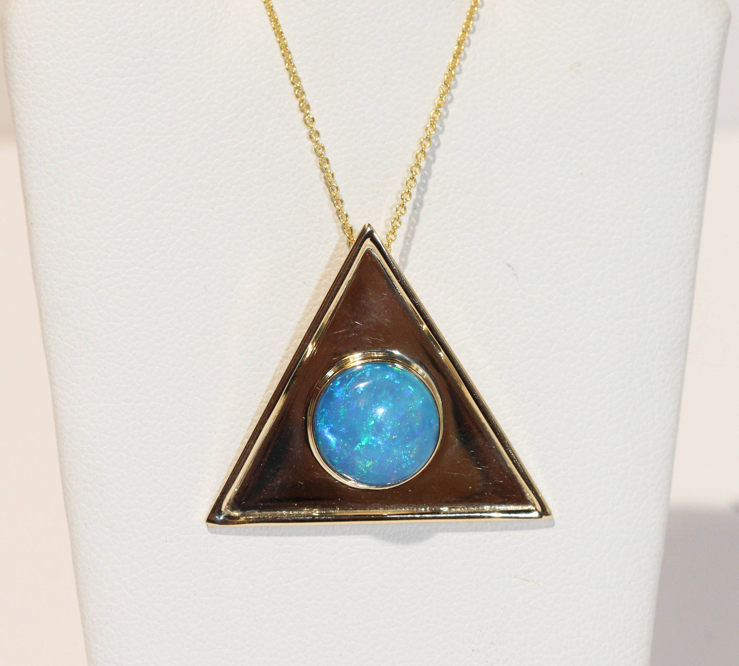 Opal Triangle Pendant - 14k Gold #1478