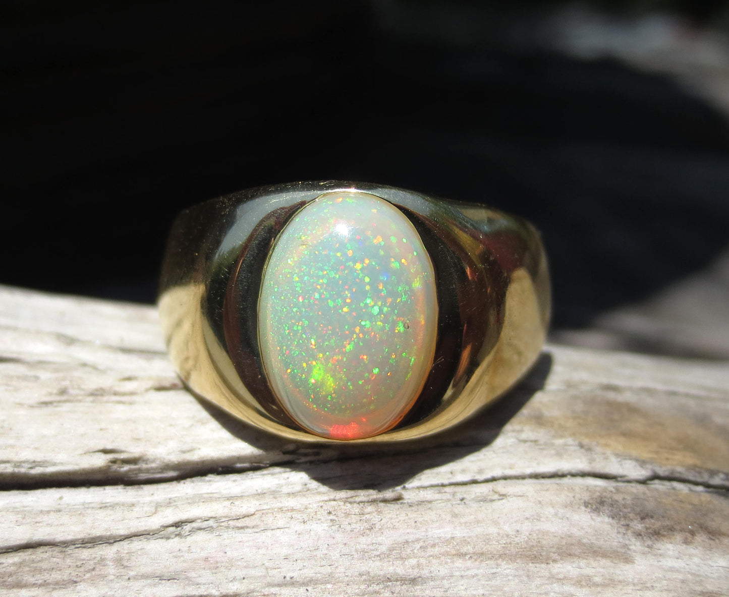 Mens Opal Ring 18k Gold #1476