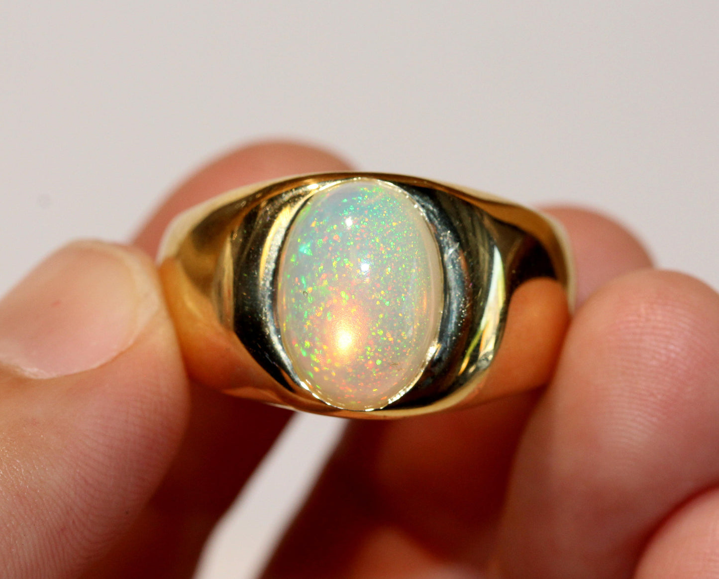 Mens Opal Ring 18k Gold #1476