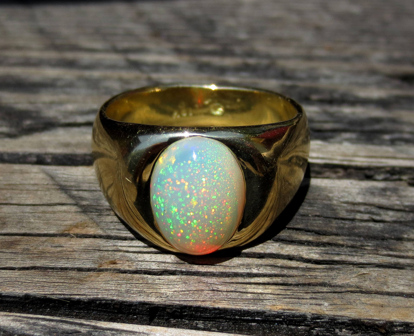 Mens Opal Ring 18k Gold #1476