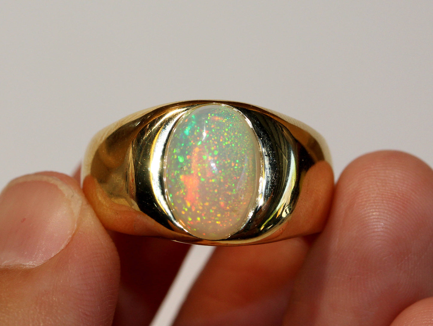 Mens Opal Ring 18k Gold #1476