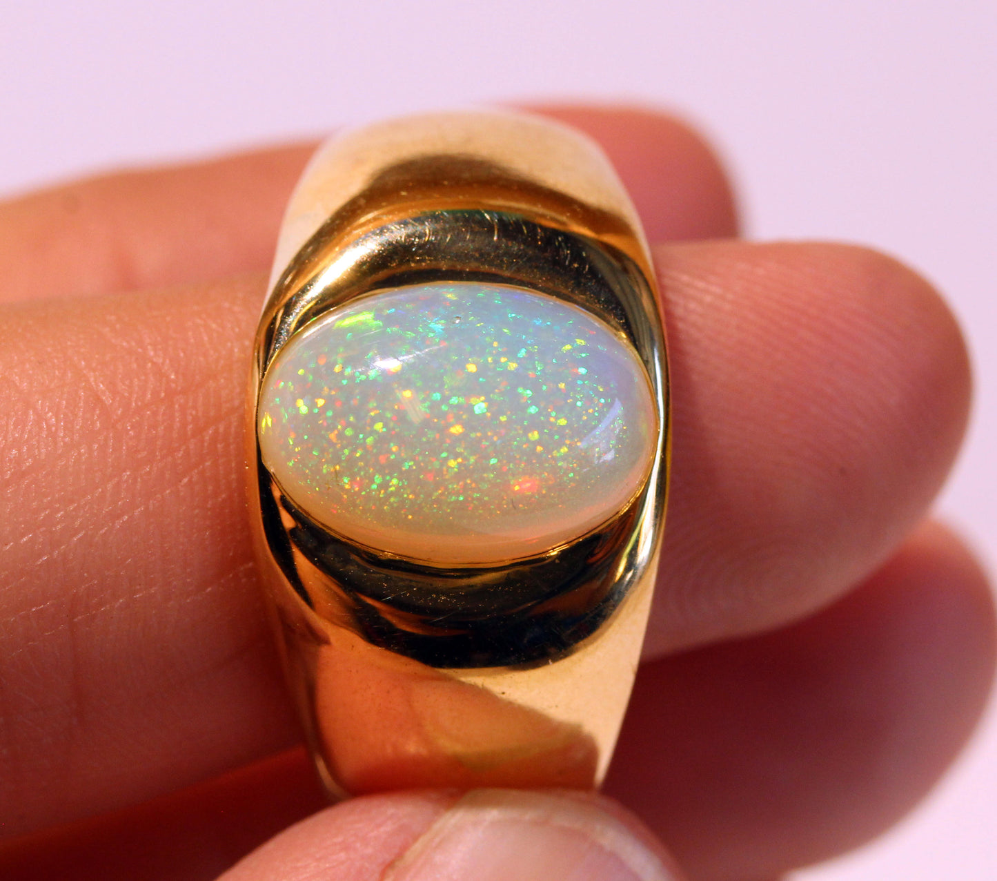 Mens Opal Ring 18k Gold #1476