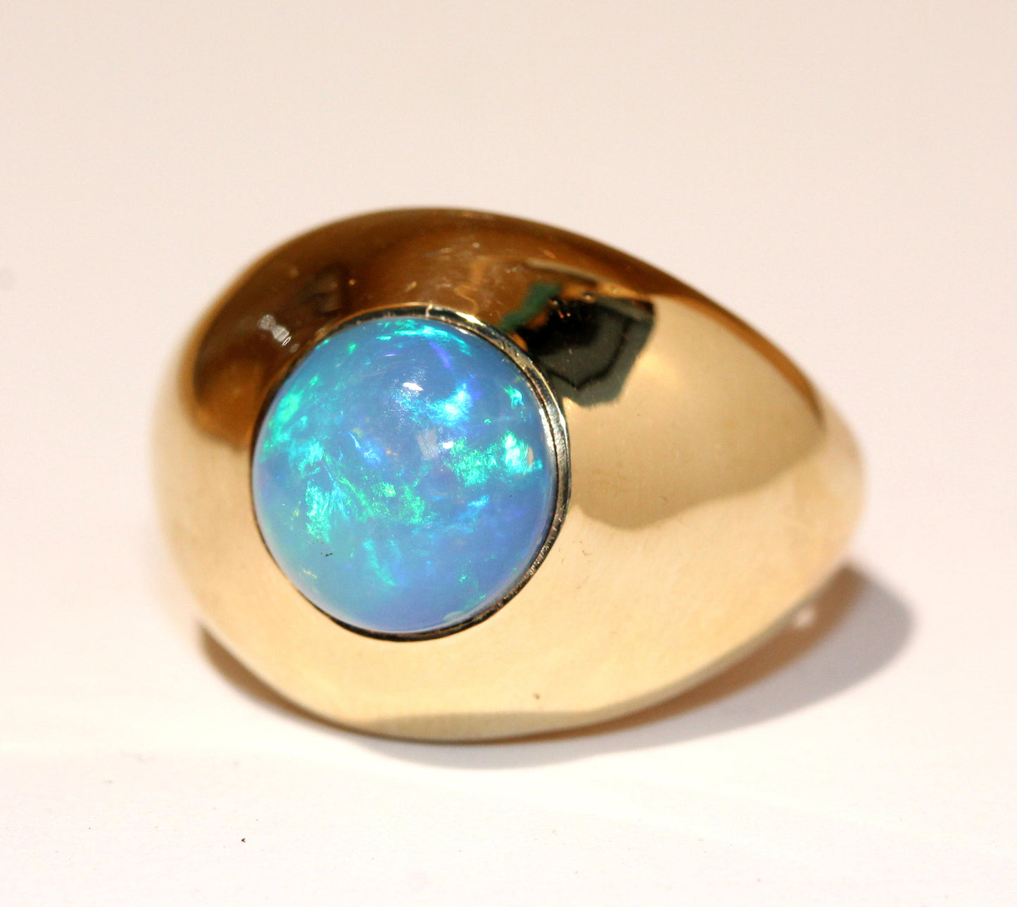 Blue Opal Ring 14 Karat Gold #1477