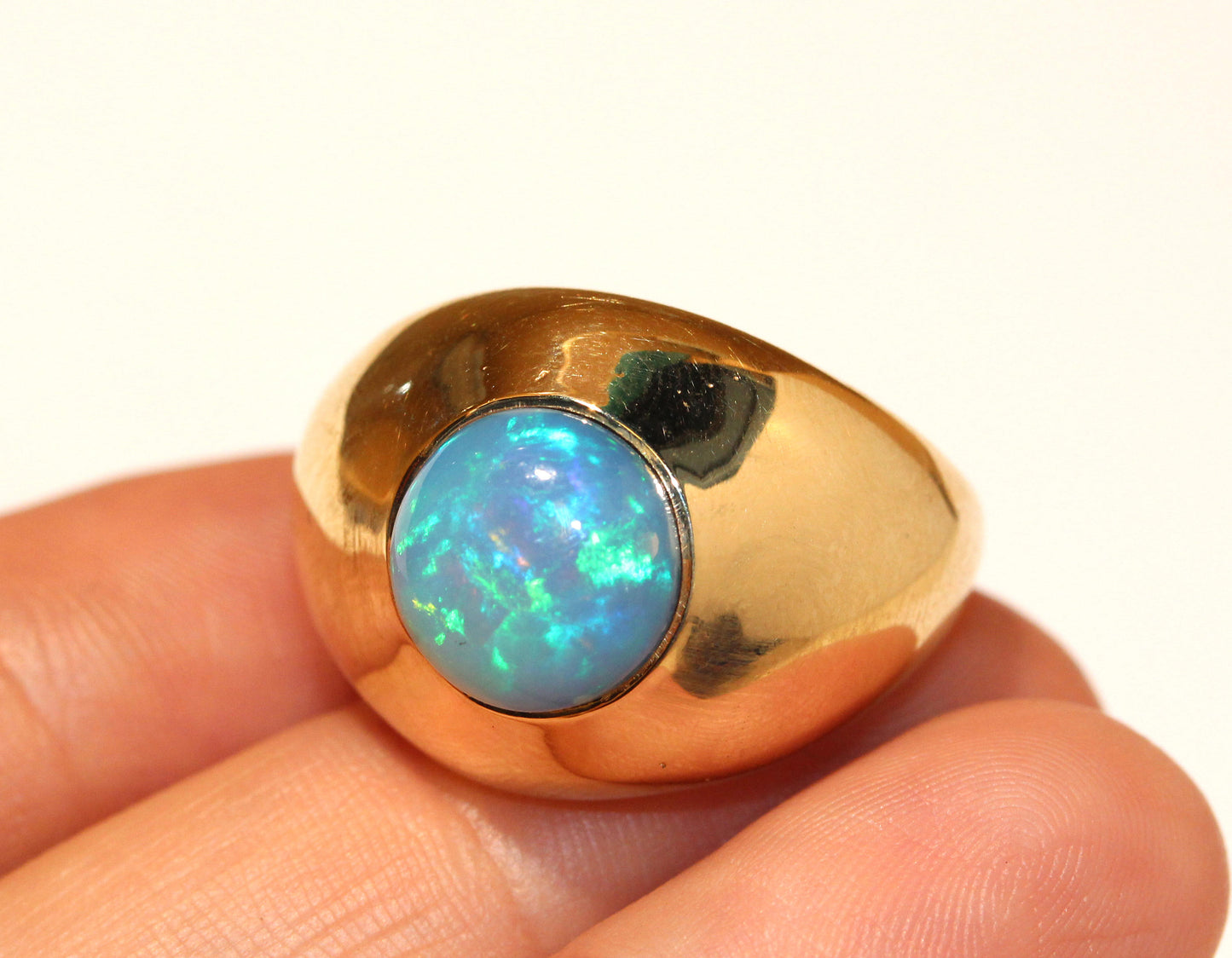 Blue Opal Ring 14 Karat Gold #1477