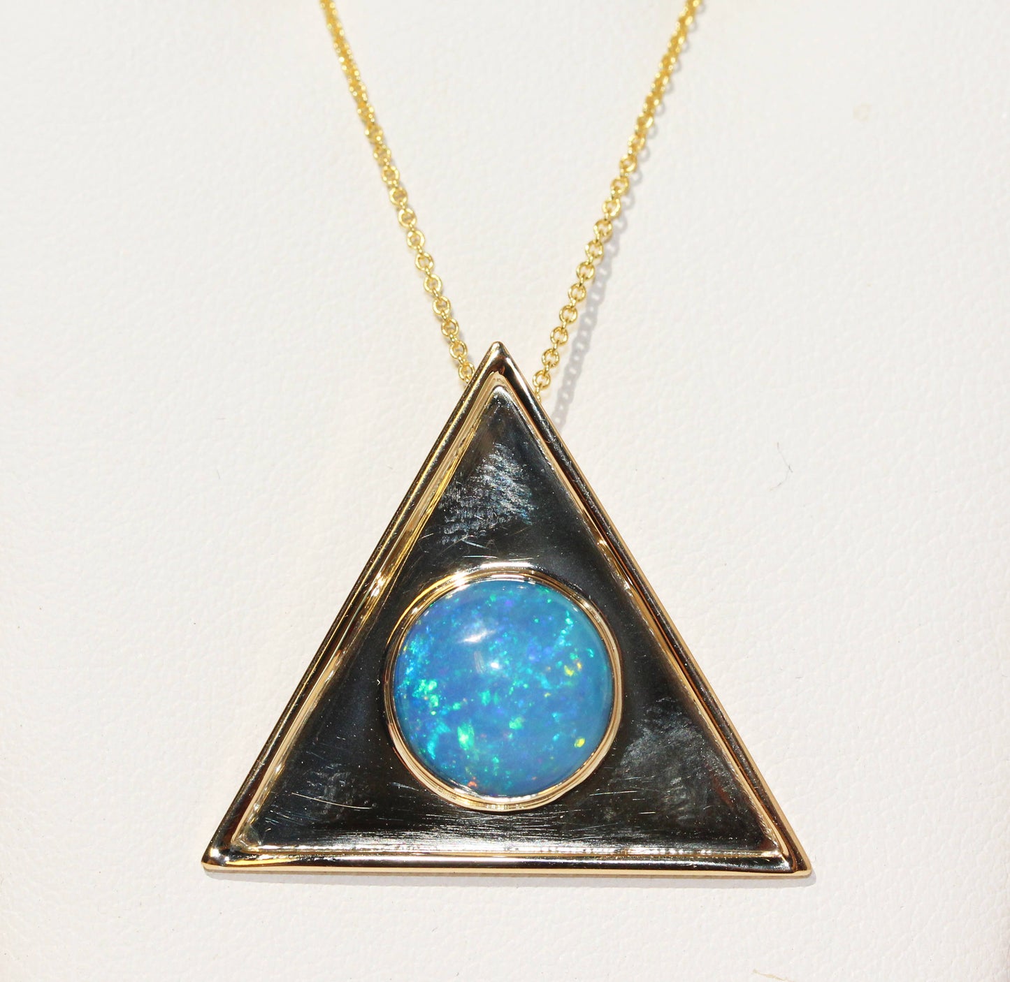 Opal Triangle Pendant - 14k Gold #1478