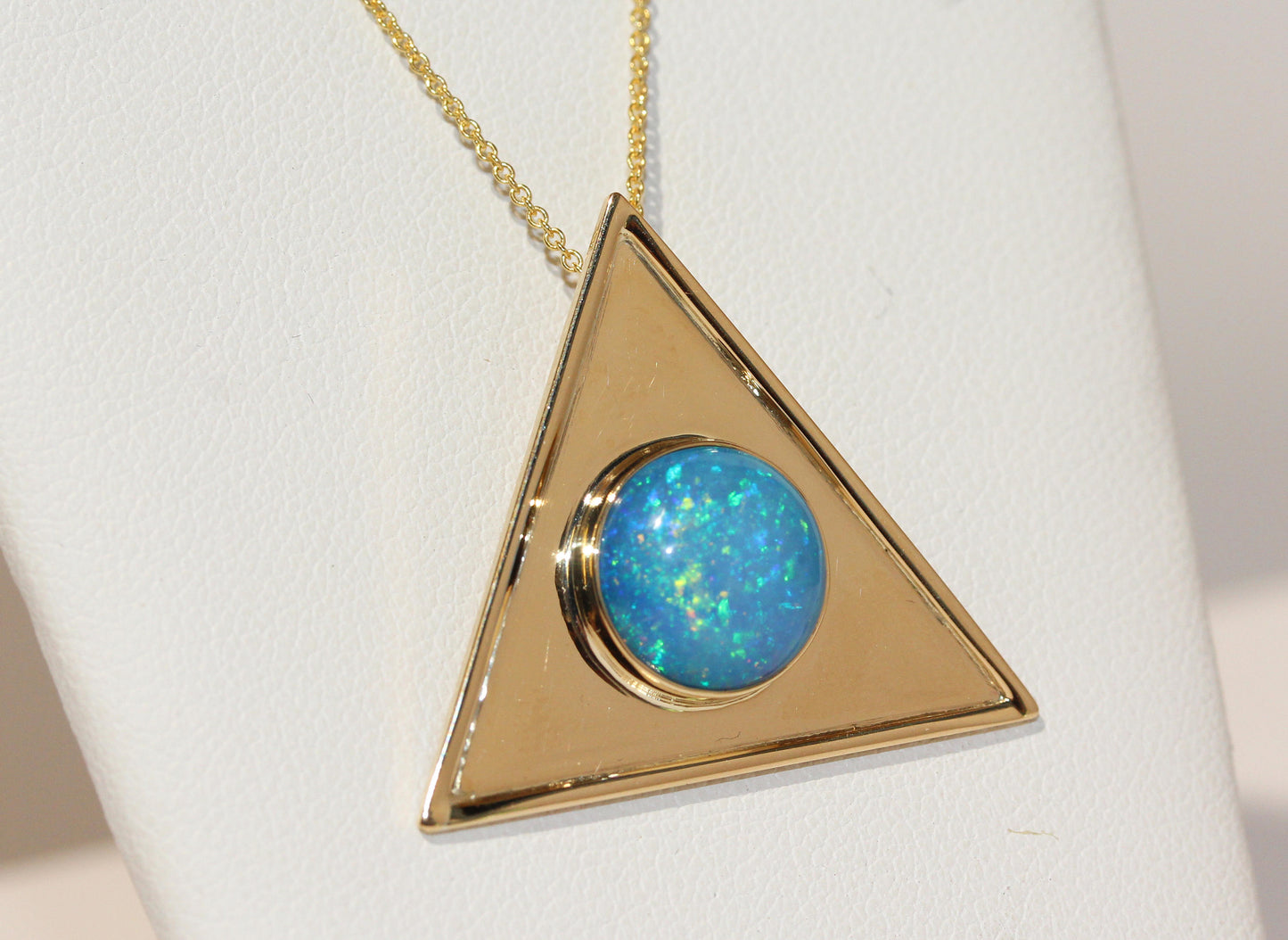 Opal Triangle Pendant - 14k Gold #1478
